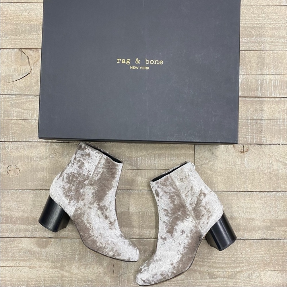 Rag & Bone Drea Booties In Dove Velvet